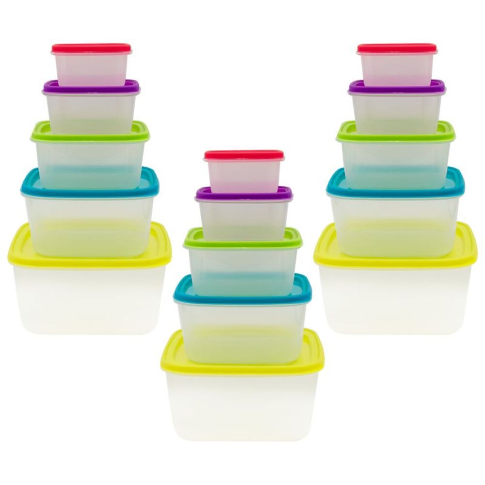 Smart Home Square Nesting Food Storage Containers with Lids, 30 PC Set